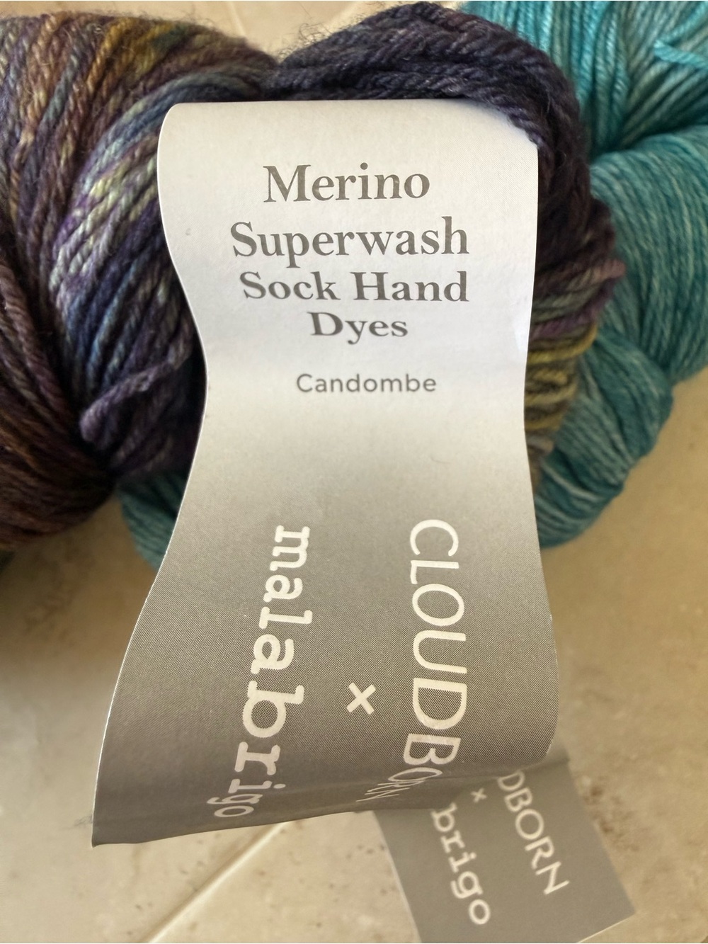Cloudborn Malabrigo Merino Superwash Sock Yarn - Teal & Multicolor 2 Hanks - Picture 4 of 11